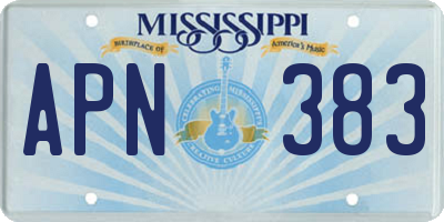 MS license plate APN383