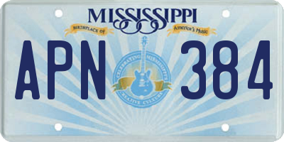 MS license plate APN384