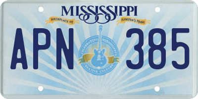 MS license plate APN385