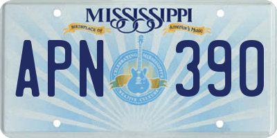 MS license plate APN390