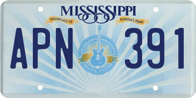 MS license plate APN391