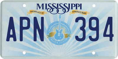 MS license plate APN394