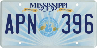 MS license plate APN396