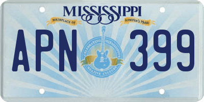 MS license plate APN399