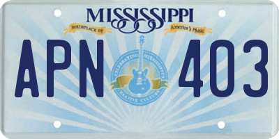 MS license plate APN403