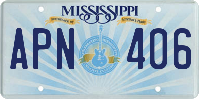 MS license plate APN406