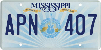 MS license plate APN407