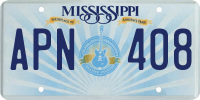 MS license plate APN408