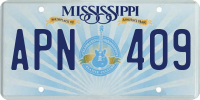 MS license plate APN409