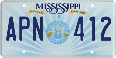 MS license plate APN412