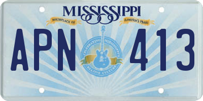 MS license plate APN413