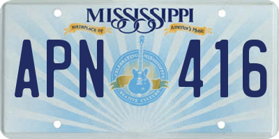 MS license plate APN416