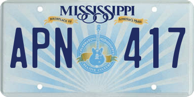 MS license plate APN417