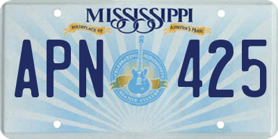 MS license plate APN425