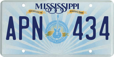 MS license plate APN434