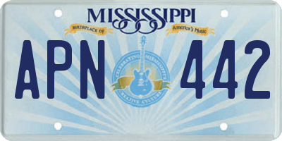 MS license plate APN442