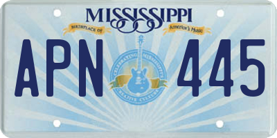 MS license plate APN445