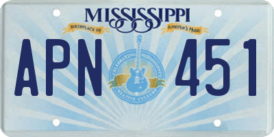 MS license plate APN451