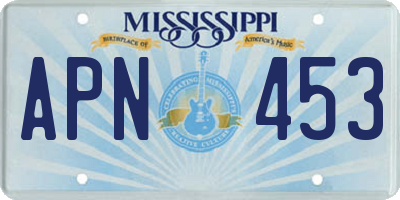 MS license plate APN453