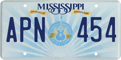 MS license plate APN454