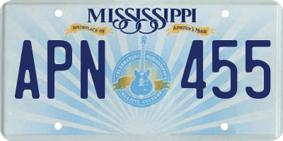 MS license plate APN455