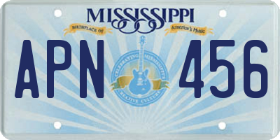 MS license plate APN456