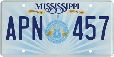 MS license plate APN457
