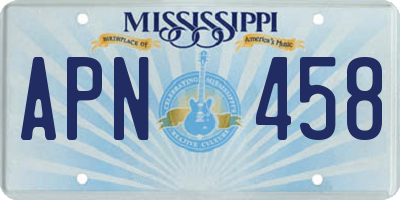 MS license plate APN458