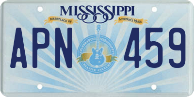 MS license plate APN459