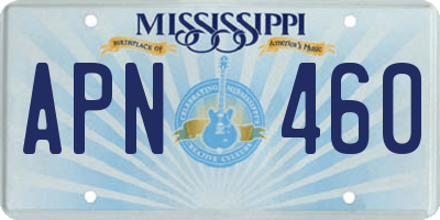 MS license plate APN460