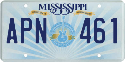 MS license plate APN461