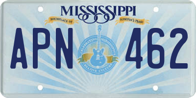 MS license plate APN462