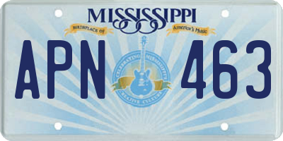 MS license plate APN463