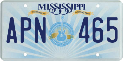 MS license plate APN465