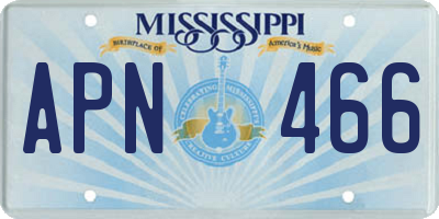MS license plate APN466