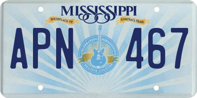 MS license plate APN467