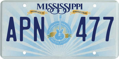 MS license plate APN477
