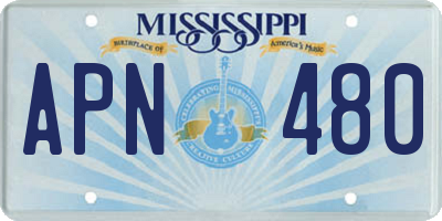 MS license plate APN480