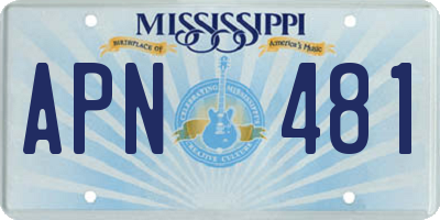 MS license plate APN481