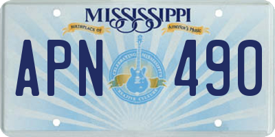 MS license plate APN490