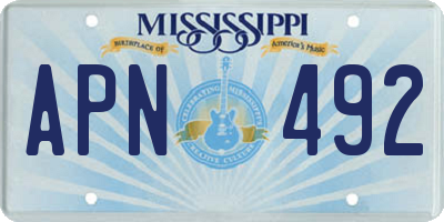MS license plate APN492