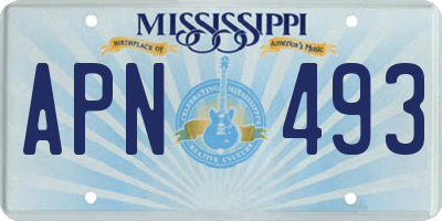 MS license plate APN493