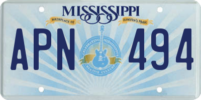 MS license plate APN494