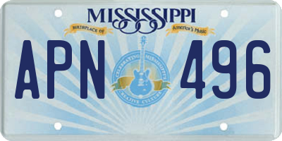 MS license plate APN496