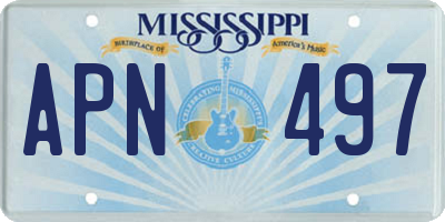 MS license plate APN497