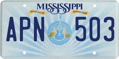 MS license plate APN503