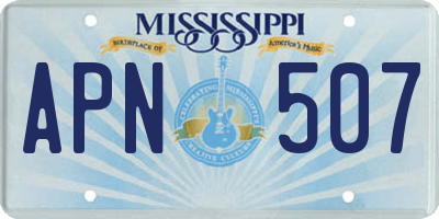 MS license plate APN507