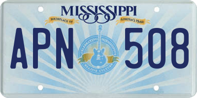 MS license plate APN508