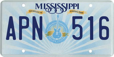 MS license plate APN516