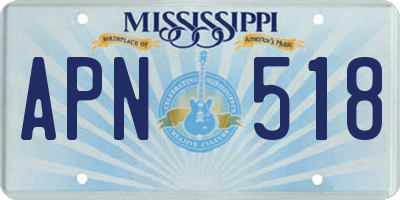 MS license plate APN518